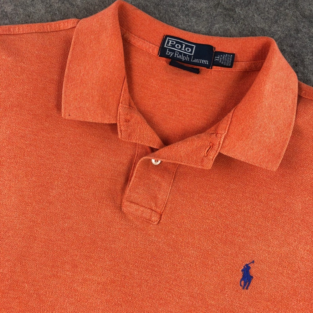 Polo Ralph Lauren Mens XL Orange Custom Fit Short Sleeve Polo Shirt Classic Prep